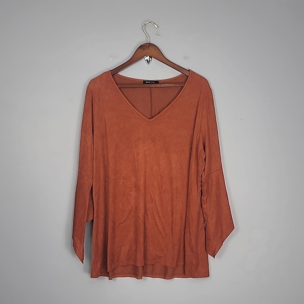 Relativity Rust Suede 3/4  Bell Sleeve Top